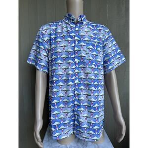 NWT WESC AOP Shroomspiracy Men's Button Front Casual Shirt M SHROOMS TRIPPY